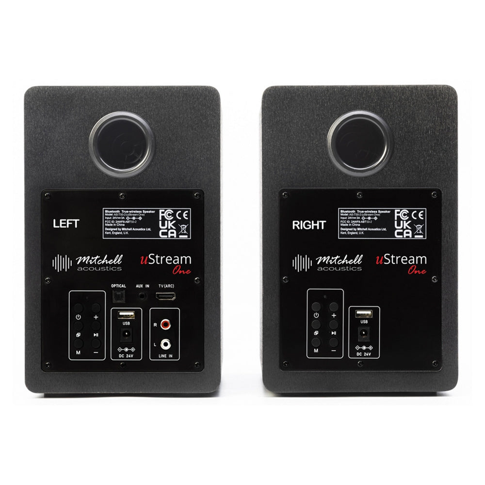 Mitchell Acoustics uStream One Active Stereo Wireless Bookshelf Speakers Pair Black