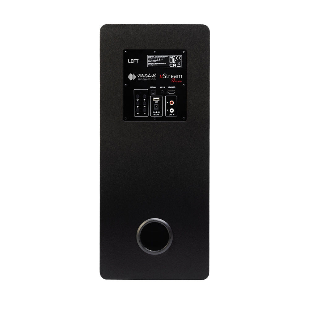 Mitchell Acoustics uStream Three Active Stereo Wireless Bookshelf Speakers Pair Black