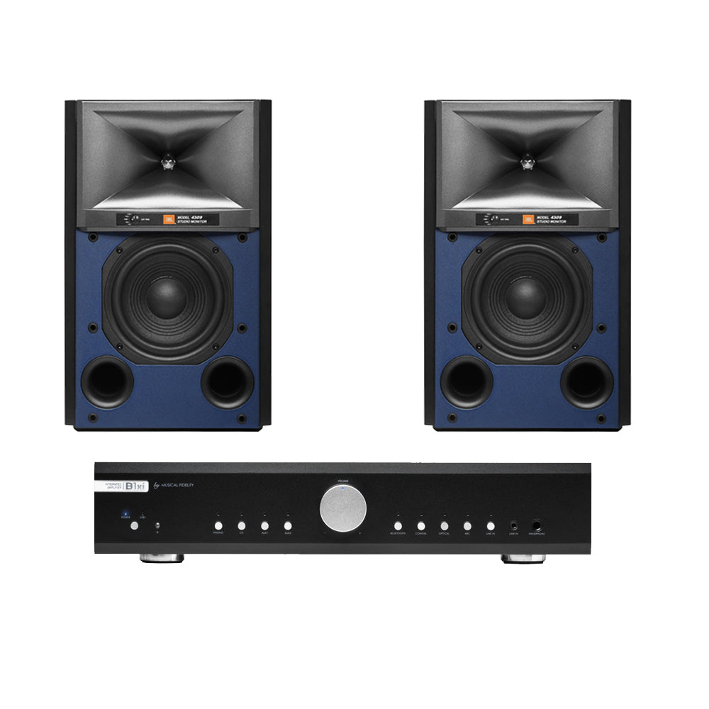 Musical Fidelity B1xi Integrated Amplifier with JBL 4309 Studio Monitor Bookshelf Speakers Pair - Black
