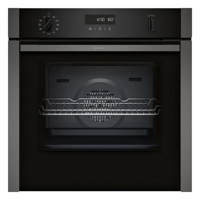 Neff B6ACH7AG7B N50 Slide & Hide Wifi Connected 60cm Built In Electric Single Oven with Pyrolytic Cleaning Graphite A+ Rated