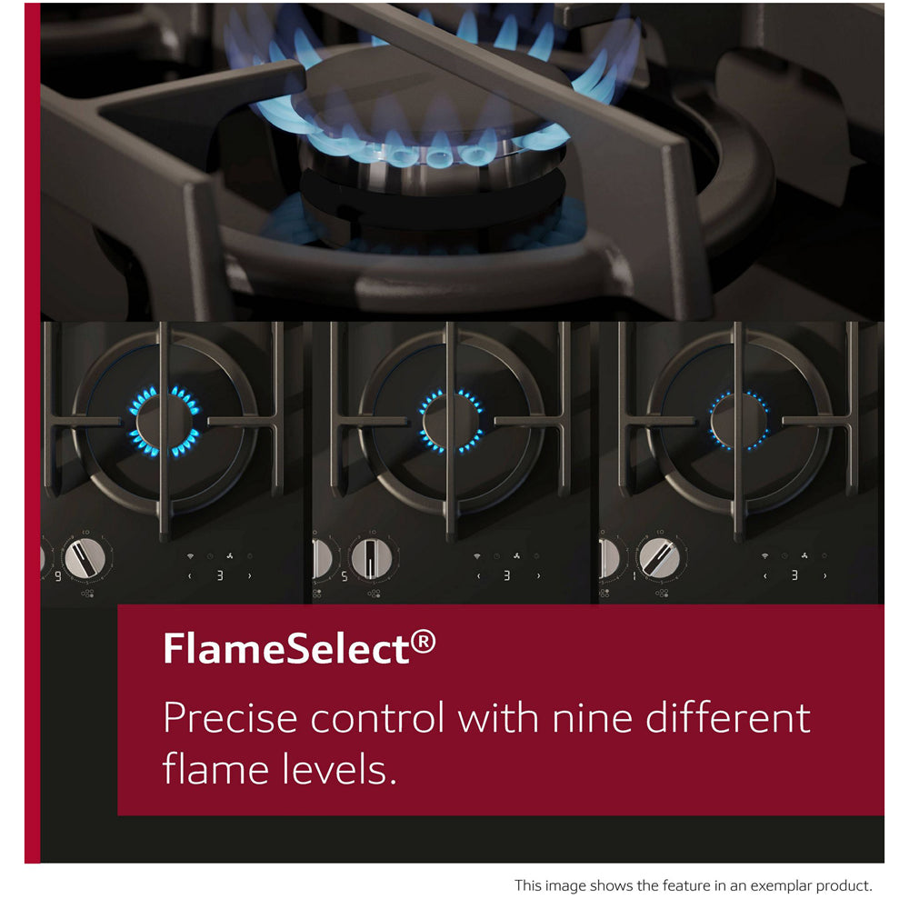 Neff T27CIS8N0 N70 Falme Slelect 75cm Stainless Steel Gas Hob