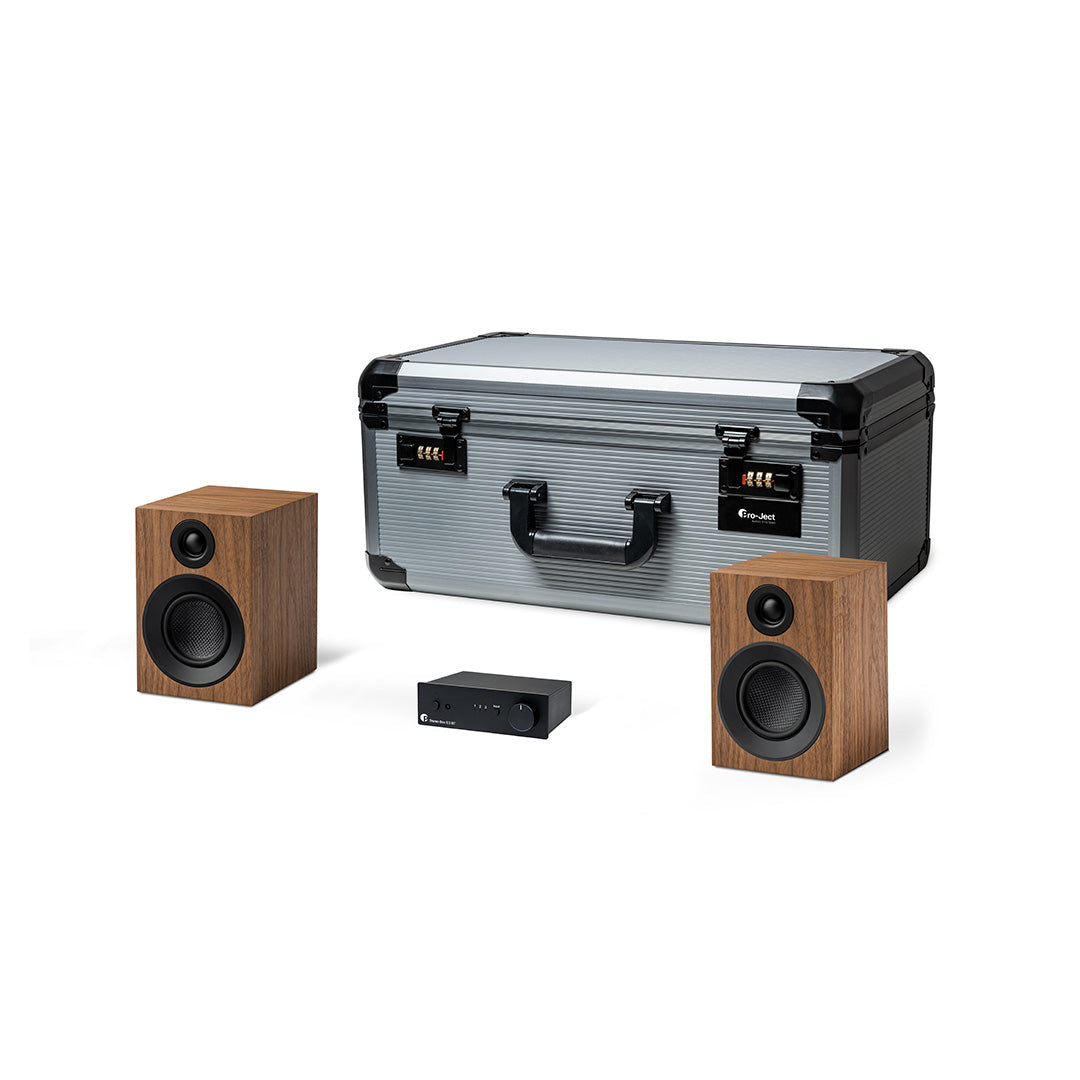 Pro-Ject HiFi Travel Set including Stereo Box S3 BT Amp & Speaker Box 3E Carbon Speakers - Walnut
