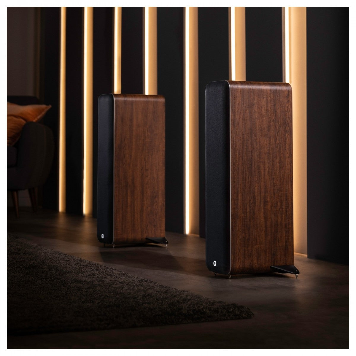 Q Acoustics M40 Powered Bluetooth Floorstanding Speakers Pair Walnut