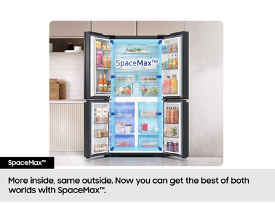 Samsung Bespoke AI RF24BB620EB1EU SpaceMax 674L Total No Frost American Fridge Freezer Black
