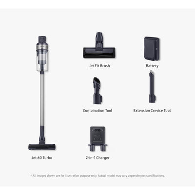 Samsung Jet 60 VS15A6031R4EU Turbo Cordless Stick Vacuum Cleaner with up to 40 Min Run Time - Purple