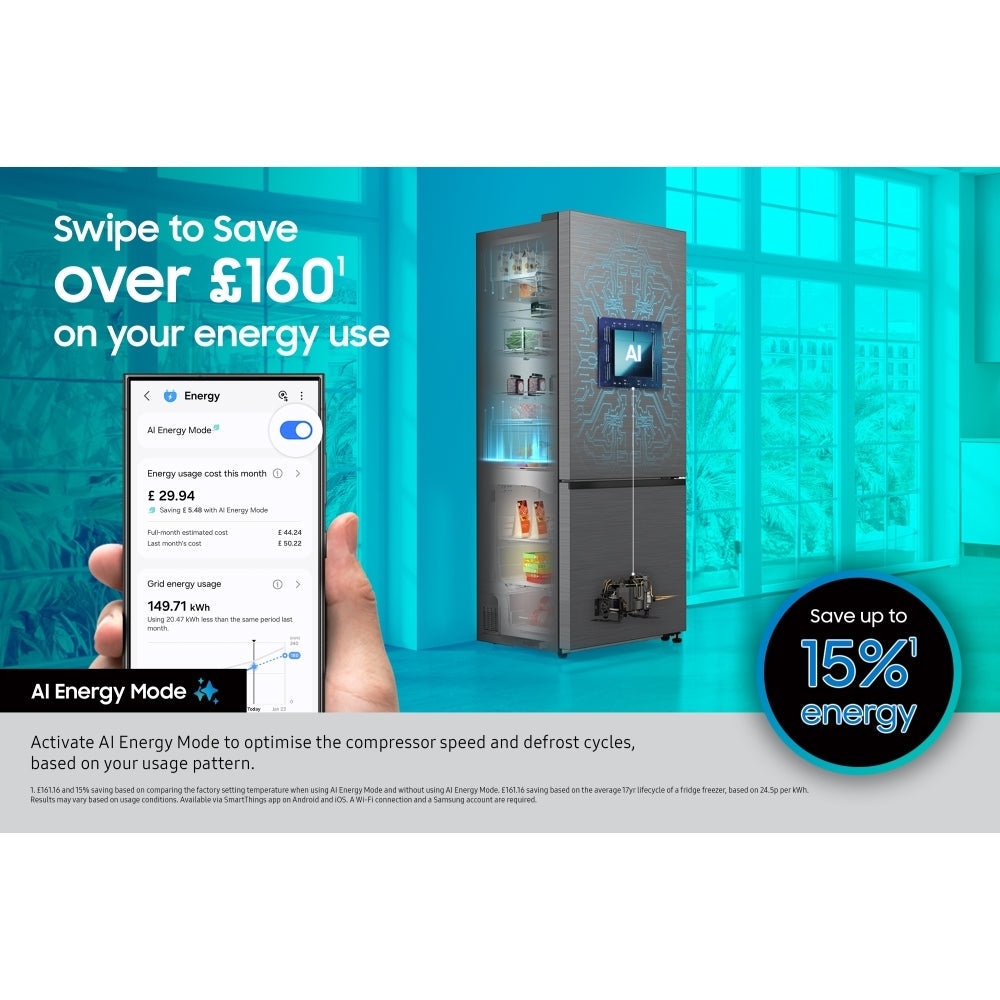 Samsung Series 7 SpaceMax RB34C632ESA/EU Smart 341L Fridge Freezer Silver - Clearance