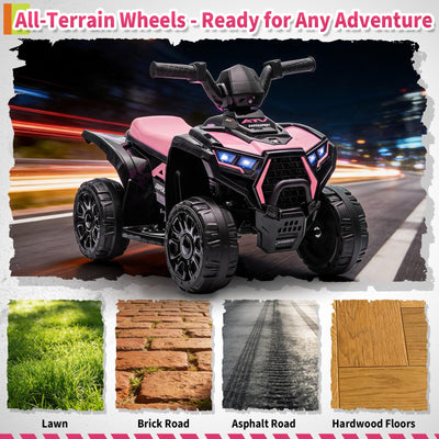 Garvee 6V Battery Powered Kids ATV Car with Lights, Music, 3.5mph Speed, 4-Wheel Electric Toddler Ride-On, All-Terrain Tires, Safe & Fun Outdoor Toy
