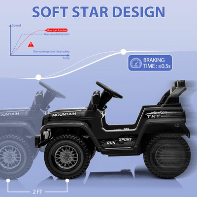 Garvee 12V Kids Ride On Electric Truck Car – Battery Powered, 3-Speed, Spring Suspension, LED Lights, MP3, Parental Remote, All-Terrain, Outdoor Toy Gift for Boys & Girls – Color: Black