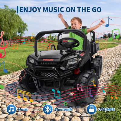 Garvee 24V 4WD Electric Ride on Dump Truck for Kids, 2 Seater with Remote Control, Dump Bed, 3 Speed Modes, Music Player, All-Terrain Off-Road Vehicle Toy for Boys & Girls