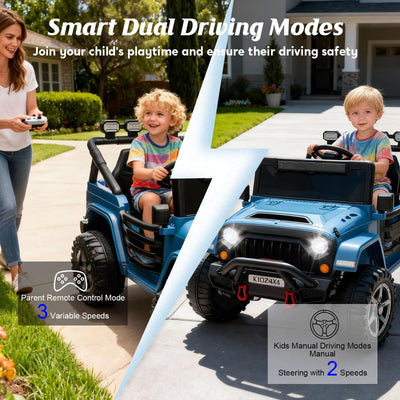 Garvee 24V Electric Ride On Truck for Big Kids – 2 Seater – Parental Remote Control – 3 Speeds – 4-Wheel Suspension – LED Lights – Wireless Audio/MP3 Player – Standard Test Method/CPSIA Certified – Navy Blue