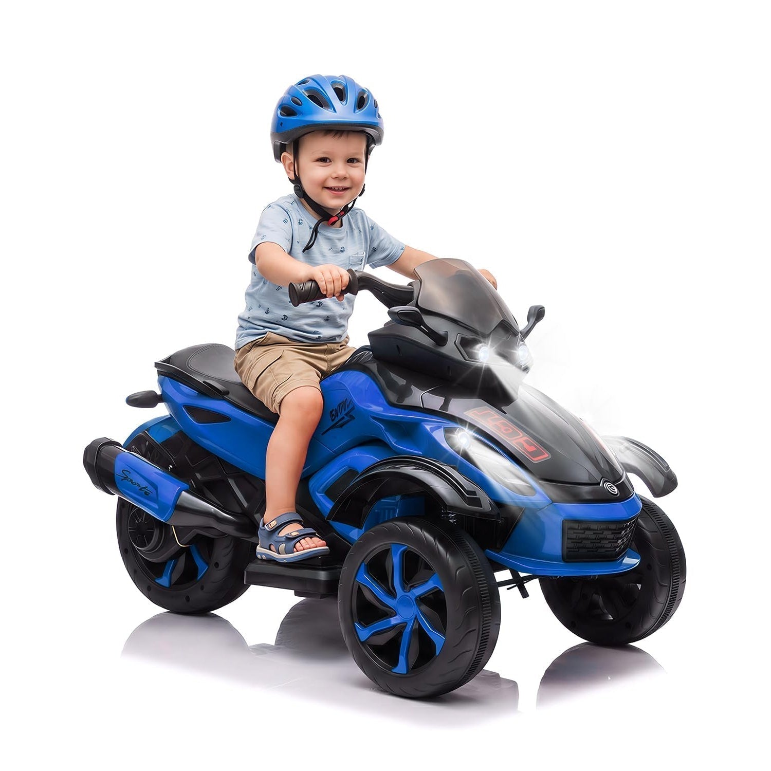 Garvee 12V Dual Motor Kids Electric Ride-On Car & 3-Wheel ATV – 4 MPH, LED Lights & Music, 66 lbs Capacity, Outdoor Off-Road Battery Powered Toy Gift for Boys & Girls Ages 3-8 – Blue