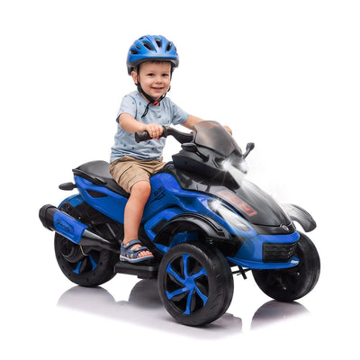 Garvee 12V Dual Motor Kids Electric Ride-On Car & 3-Wheel ATV – 4 MPH, LED Lights & Music, 66 lbs Capacity, Outdoor Off-Road Battery Powered Toy Gift for Boys & Girls Ages 3-8 – Blue