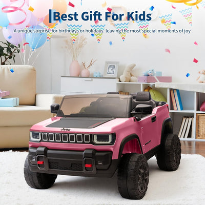 Garvee 24V 2-Seater Electric Ride-On Truck for Kids Ages 3-8 – Licensed 4WD Battery Car with Parental Remote, Wireless Connection Music, LED Lights, 3 Speeds, Gradual Start – Best Toy Vehicle – Pink