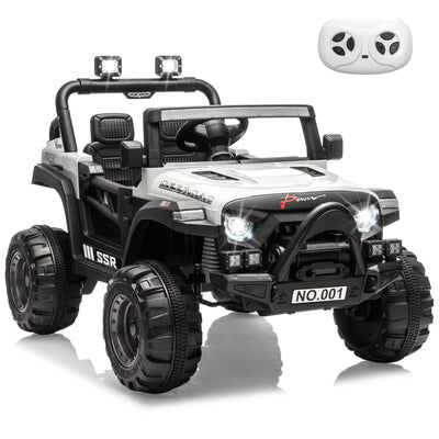 Garvee 12V Kids Electric Ride-On Car – Parent Remote Control, 3 Speeds, Safety Locking Doors, 3-Point Harness, Spring Suspension, wireless Music, LED Lights, Anti-Slip Tires, Foot Brake, Battery Powered Toy for Ages 3-5 – White