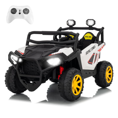 Garvee 24V 2-Seater Electric UTV Ride-On Truck for Kids Ages 2-8 – Battery Powered, Remote Control, 4-Wheel Suspension, Gradual Power-Up, 3 Speeds, LED Lights, Wireless – White
