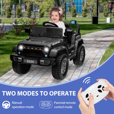 Garvee 12V Kids Ride On Electric Truck Car – Battery Powered, 3-Speed, Spring Suspension, LED Lights, MP3, Parental Remote, All-Terrain, Outdoor Toy Gift for Boys & Girls – Color: Black