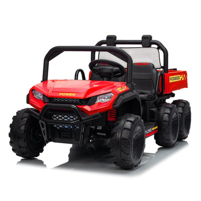 Garvee 24V 4WD Electric Ride on Dump Truck for Kids, 2 Seater with Remote Control, Dump Bed, 3 Speed Modes, Music Player, All-Terrain Off-Road Vehicle Toy for Boys & Girls