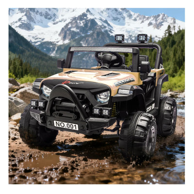 Garvee 12V Kids Electric Ride-On Car – Parent Remote Control, 3 Speeds up to 4.1MPH, Spring Suspension, Seat Harness, Locking Doors, LED Headlights, wireless Music, Battery Powered Truck Toy for Boys & Girls – Khaki