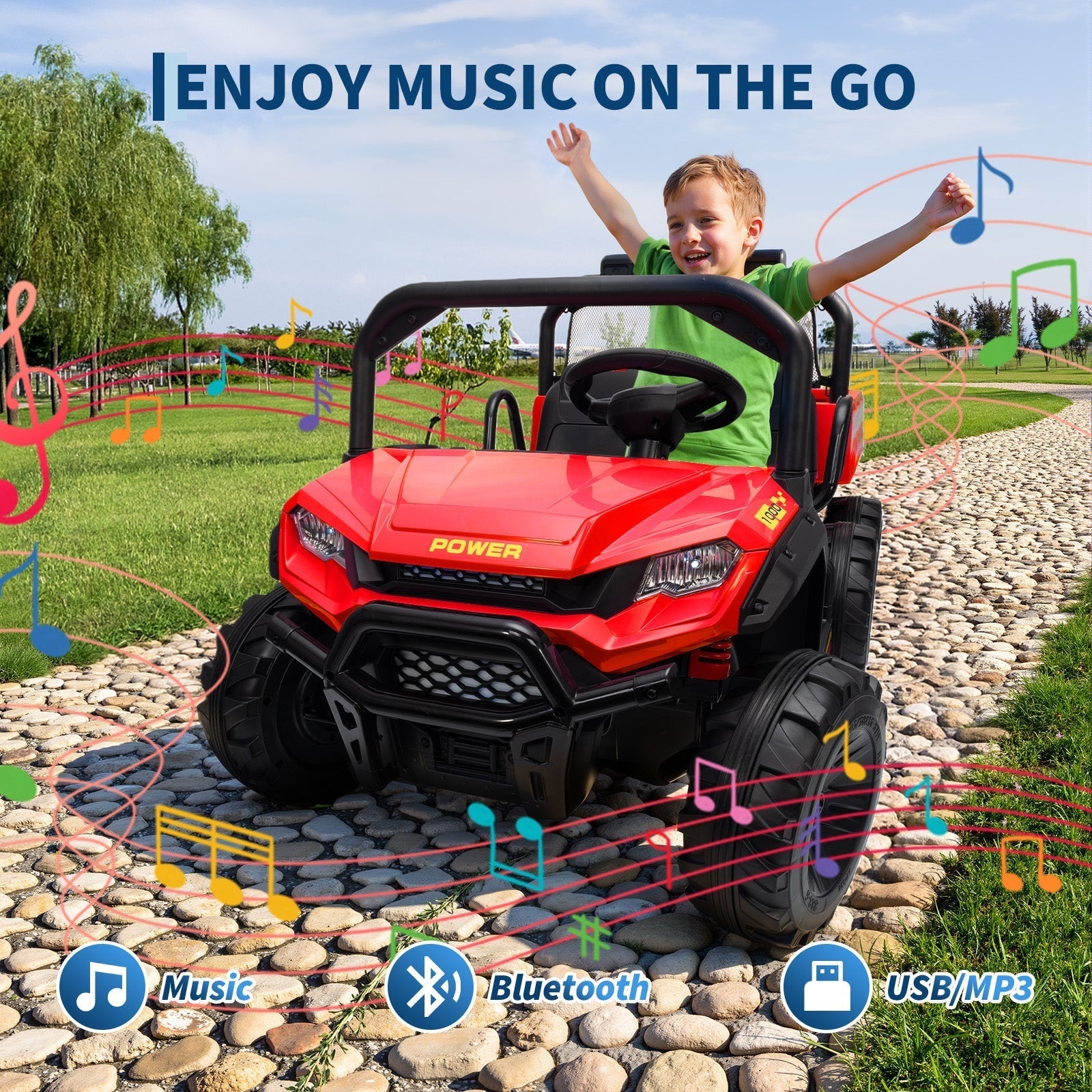 Garvee 24V 4WD Electric Ride on Dump Truck for Kids, 2 Seater with Remote Control, Dump Bed, 3 Speed Modes, Music Player, All-Terrain Off-Road Vehicle Toy for Boys & Girls