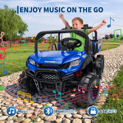 Garvee 24V 4WD Electric Ride on Dump Truck for Kids, 2 Seater with Remote Control, Dump Bed, 3 Speed Modes, Music Player, All-Terrain Off-Road Vehicle Toy for Boys & Girls