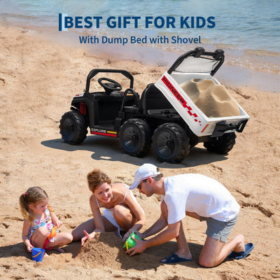 Garvee 24V 4WD Electric Ride on Dump Truck for Kids, 2 Seater with Remote Control, Dump Bed, 3 Speed Modes, Music Player, All-Terrain Off-Road Vehicle Toy for Boys & Girls