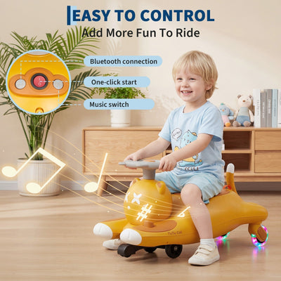 Garvee Cartoon Cat 12V Kids Electric Wiggle Ride-On Car – Battery Powered, Pedal Operated, Smooth & Safe – Indoor/Outdoor Toy – Brown - US Standard