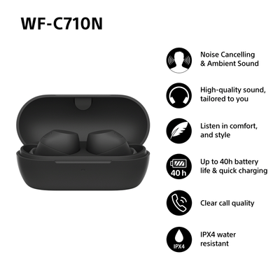 Sony WFC-710N Wireless Noise Cancelling Bluetooth Earbuds Black