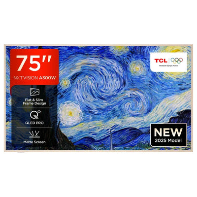 TCL 75A300W-UK 75 Inch NXTVISION A300W 4K Ultra HD QLED PRO HDR Google Frame TV