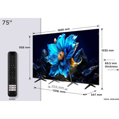 TCL 75P7K-UK 75 Inch P7K 4K QLED Ultra HD HDR Direct LED Smart Google TV