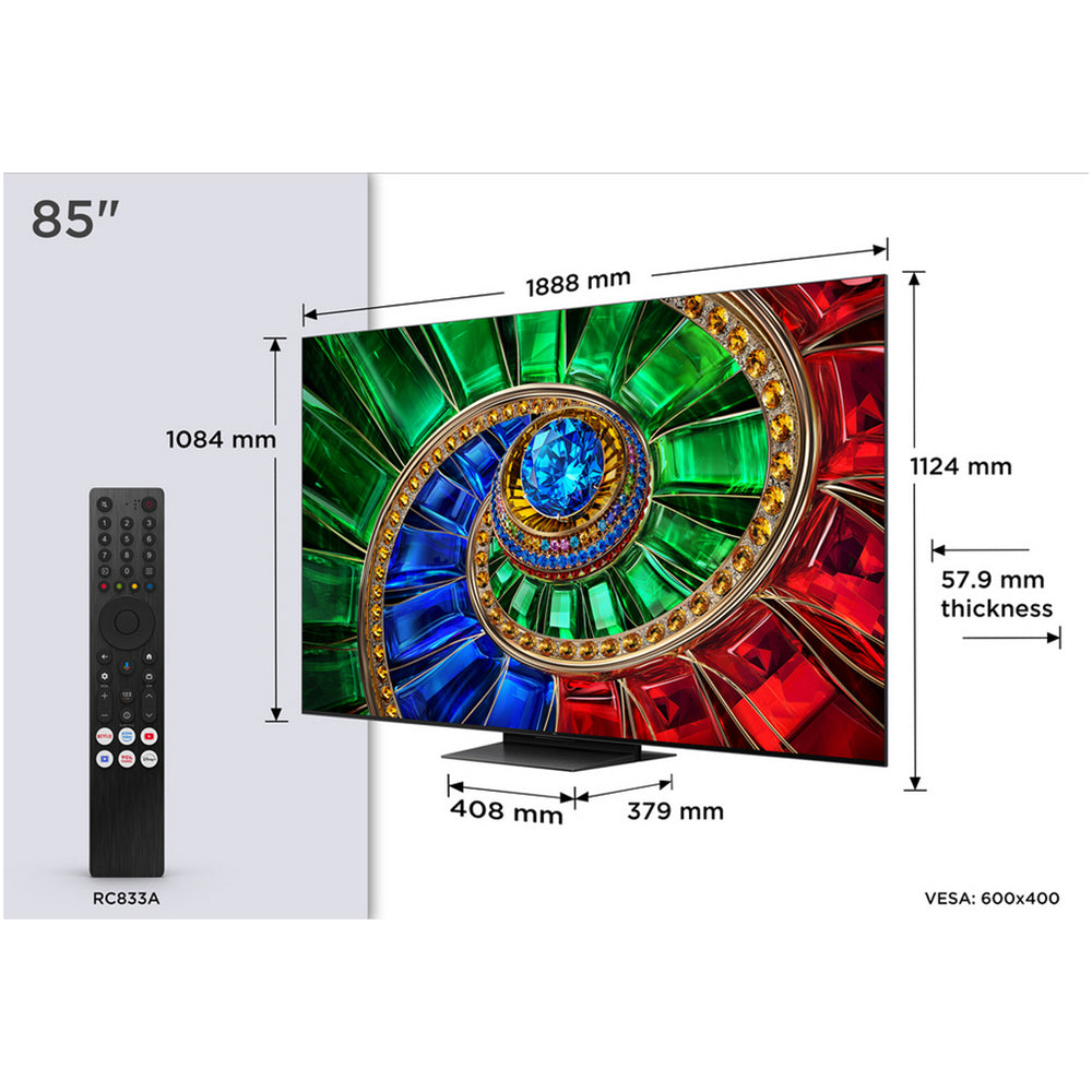 TCL 85RM7L-UK 85 Inch RM7L 4K Ultra HD HDR RGB Mini LED Smart Google TV 2026