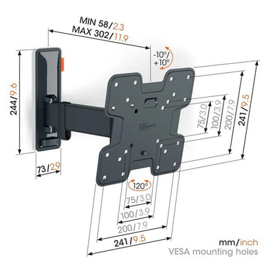 Vogels Comfort TVM 3225 Full Motion TV Wall Mount for TVs from 19 to 43 inches
