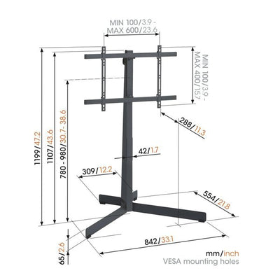 Vogels TVS 3690 TV Floor Stand black for TVs from 40 to 77 inches