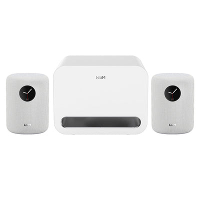 WiiM AMP ULTRA Streaming Amp Silver with WiiM Sound Mulitroom Speakers Pair & Sub Pro Subwoofer White HiFi Package