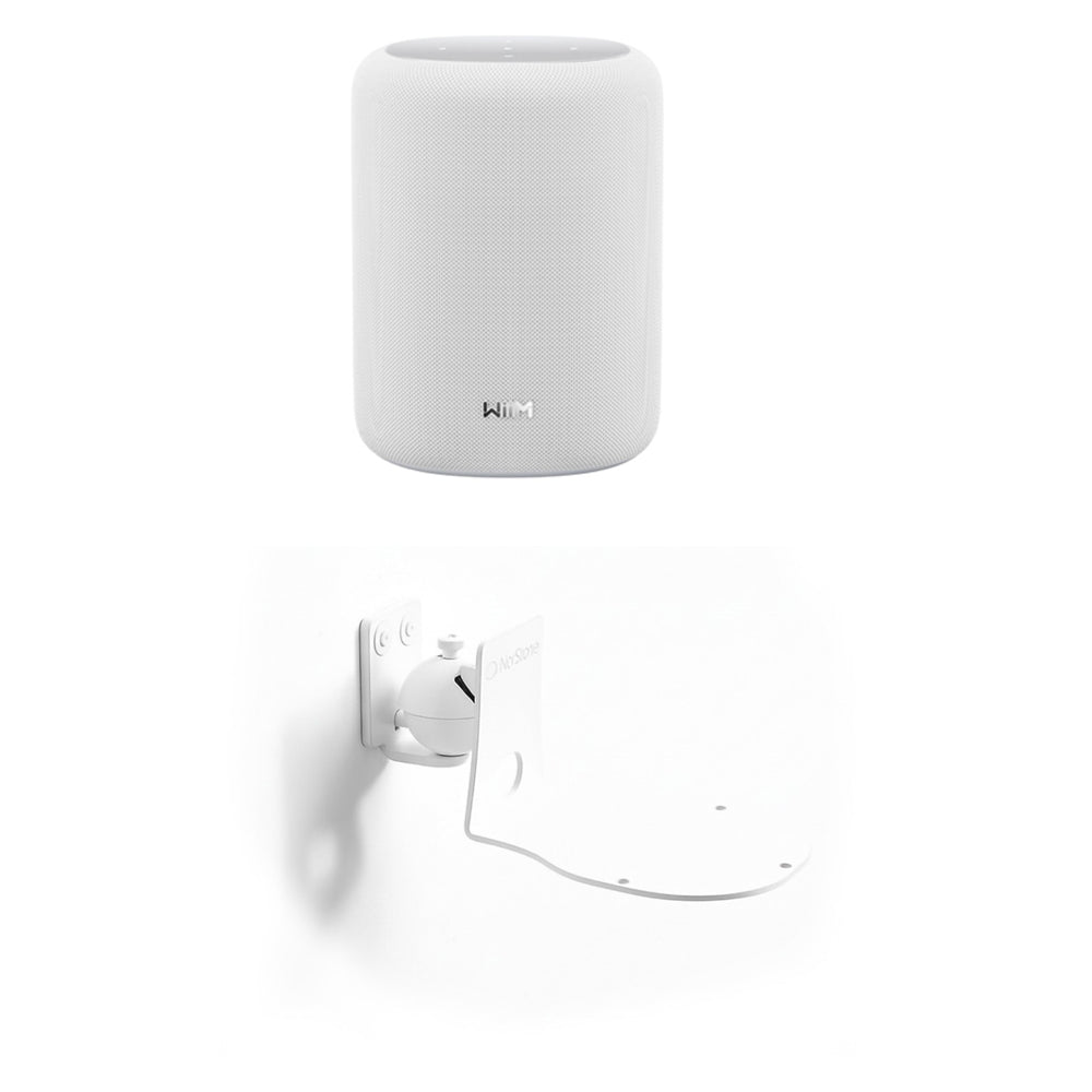WiiM Sound Lite Wireless Smart Speaker with WiiM NorStone Wall Mount (Single) - White