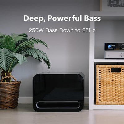 WiiM Sub Pro 8 Inch 250W Wireless Smart Subwoofer with Wi-Fi & Bluetooth - Black