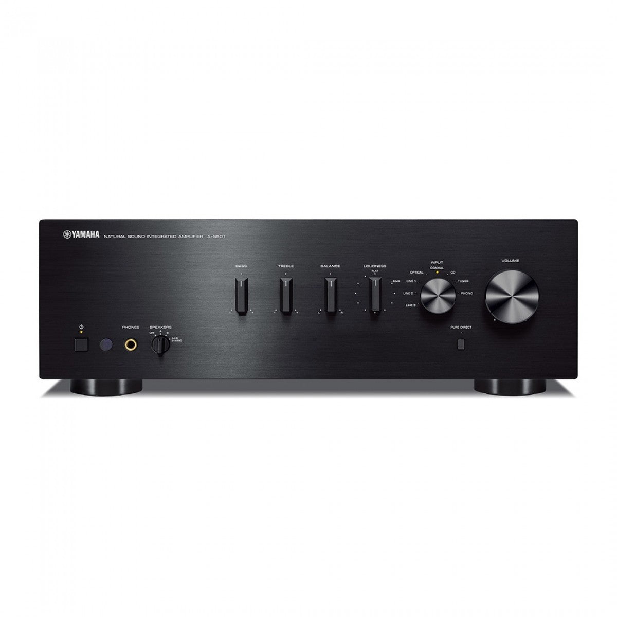 Yamaha AS501 Integrated Amplifier with Monitor Audio Bronze 50 7G Bookshelf Speakers Pair Black HiFi Package