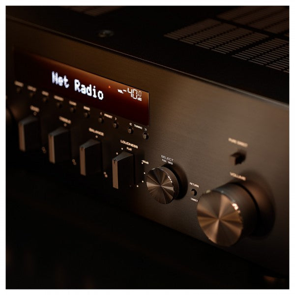 Yamaha R-N600A Network Receiver with Wharfedale Linton Heritage Standmount Speakers with Matching Stands - Black
