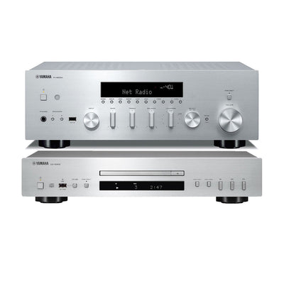Yamaha R-N600A Network Stereo Receiver and CD-S303 CD Player Silver HiFi Package